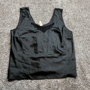 Escapades Camisole Womens 20W Black Satin Lace Trim Tank Top‎ Plus Size Lingerie